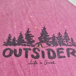 Life Is Good Shirt Womens Large Pink Outdoor Camping Tent Forest Cool Tee